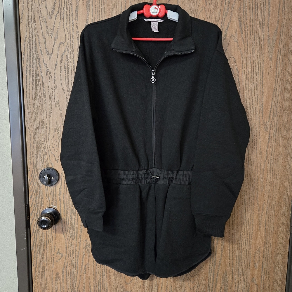 Victoria’s Secret On Point Cotton Fleece Romper One Piece Shorts Black XS